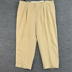 Polo Ralph Lauren Silk Linen Pants Mens 42x28 Beige Sand Pleated Travel Vacation